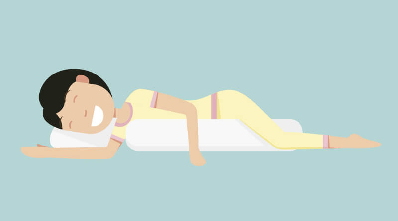 Ilustración de mujer durmiendo de lado sobre la almohada soñare.