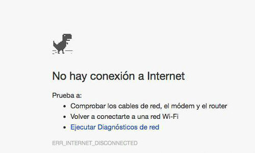 Juego de dinosaurio de Google cuando no hay internet