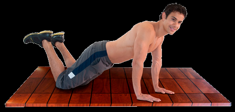 Hombre haciendo lagartijas con rodillas