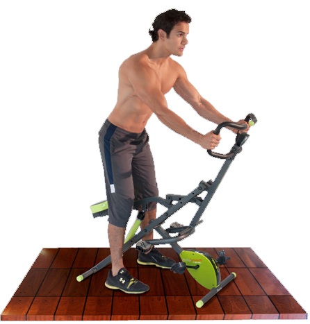 Hombre sobre el Body Crunch Evolution como si fuera bicicleta.