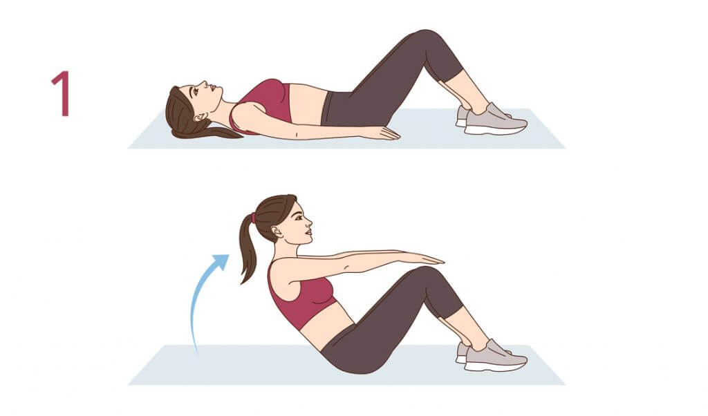 reducir el abdomen y cintura con abdominales 