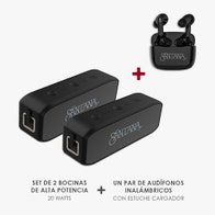 Set  de 2 Bocinas Samba Santana + 1 Audífonos Mambo 